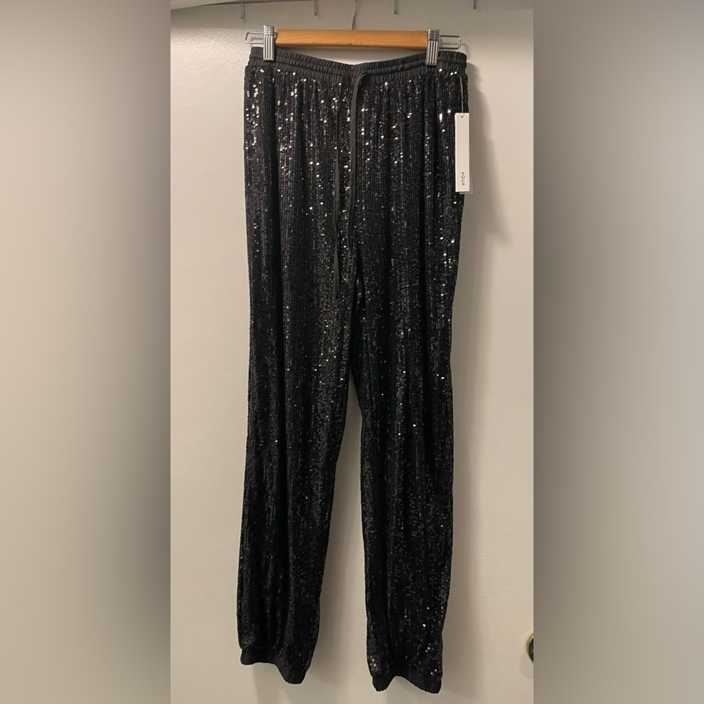 Aqua Black Sequin Joggers - Picture 3 of 5